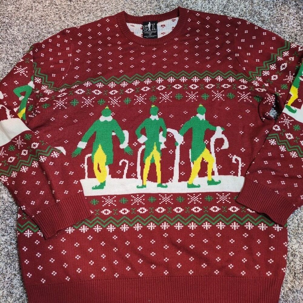Elf The Movie Ugly Christmas Sweater Men's Size XL Buddy The Elf Holiday Knit